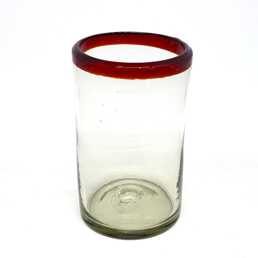 Ofertas / Juego de 6 vasos grandes con borde rojo rub / stos artesanales vasos le darn un toque clsico a su bebida favorita.